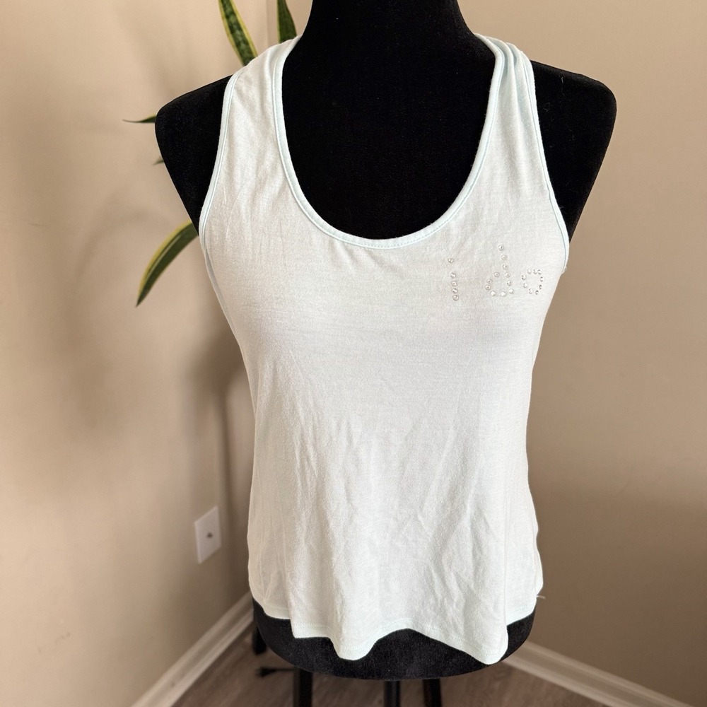 I Do Rhinestone Tank Top Women's Medium Light‎ Blue Racerback Sleeveless Wedding